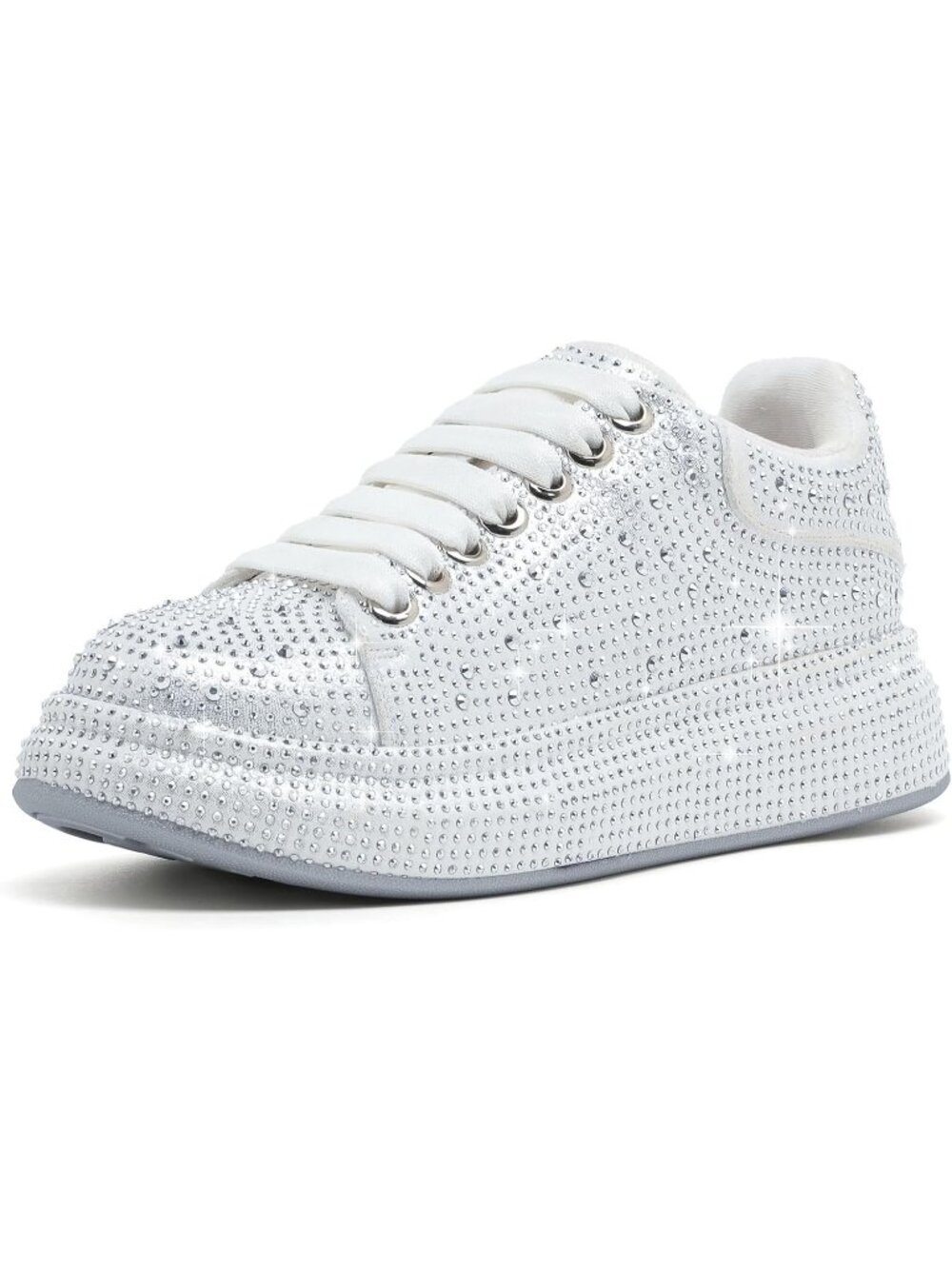 Women's White Glitter Neon Dressy Sparkly Rhinestone Bling Comfort Sneakers